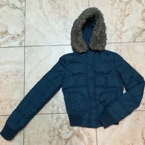 abercrombie youth goose down jacket navy blue larg